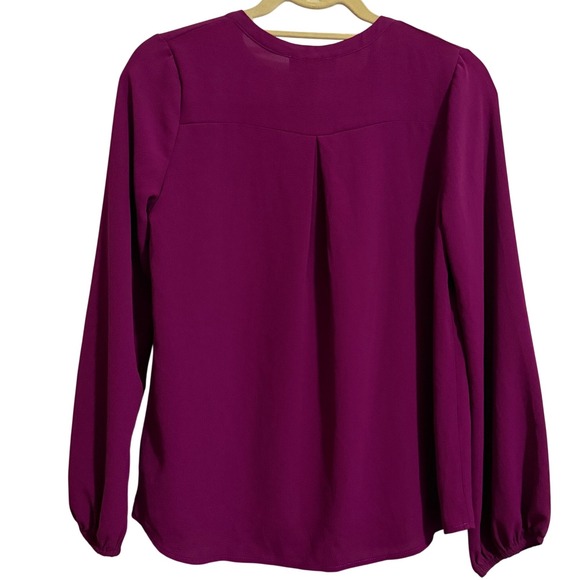 Mabel Magenta Keyhole Long Sleeve Blouse Top XS NWT Made in USA - Picture 5 of 5